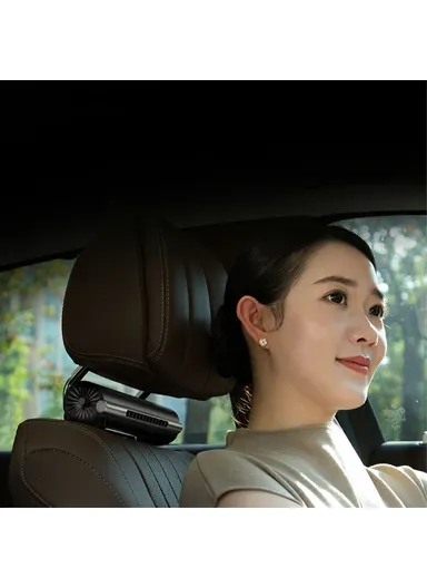 Mini Car Seat Back Fan, Desktop Portable Cooling Fan F80 - Black