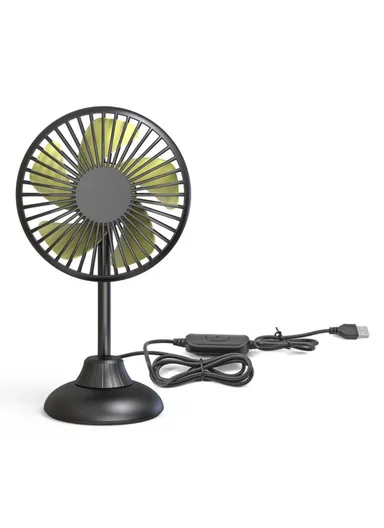 Car Interior Mute Fan USB Powered 3 Wind Speeds Adjustable Automotive Cooling Fan F502 - Black