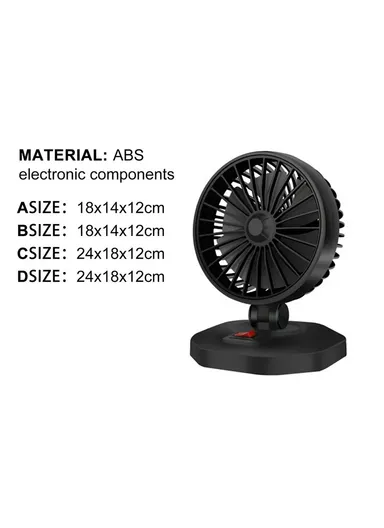 12V-24V Car Cooling Fan, 3.1A USB Plug-in Portable Vehicle Fan, Vehicle Mounted USB Fan with Phone Charging Station- Single-Head