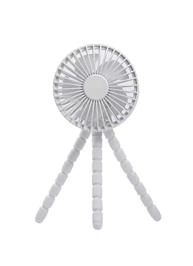 Rechargeable Octopus Shape Mini Portable Hanging Fan, Adjustable Stand Handheld USB Charging Fan Air Cooler F1010 (L11.2 x W11 x H22.7)cm  - White