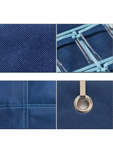 36-Pockets Clear Hanging Pouch Mobile Phone Storage Bag Classroom Calendar Pocket Chart Calculator Holder - Blue