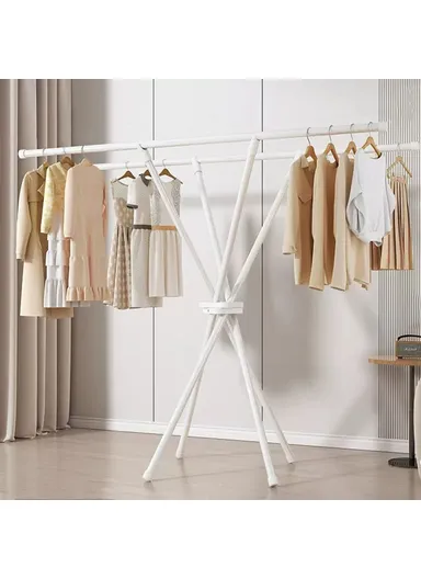 Foldable Clothes Drying Rack, Indoor &amp; Outdoor Carbon Steel Quilt Shelf with 4 Bars Drying Rack (L135 x W48.5 x H125)cm