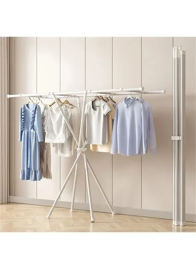 Foldable Clothes Drying Rack, Indoor &amp; Outdoor Carbon Steel Quilt Shelf with 4 Bars Drying Rack (L135 x W48.5 x H125)cm