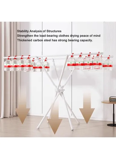 Foldable Clothes Drying Rack, Indoor &amp; Outdoor Carbon Steel Quilt Shelf with 4 Bars Drying Rack (L135 x W48.5 x H125)cm