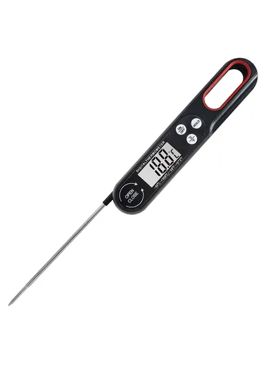 Digital Food Thermometer BBQ Grilling Meat Temperature Meter without Backlight 1008 - Black