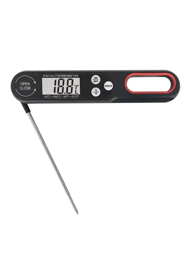 Digital Food Thermometer BBQ Grilling Meat Temperature Meter without Backlight 1008 - Black