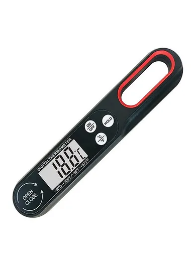 Digital Food Thermometer BBQ Grilling Meat Temperature Meter without Backlight 1008 - Black