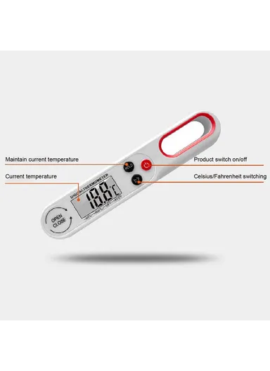 Digital Food Thermometer BBQ Grilling Meat Temperature Meter without Backlight 1008 - Black