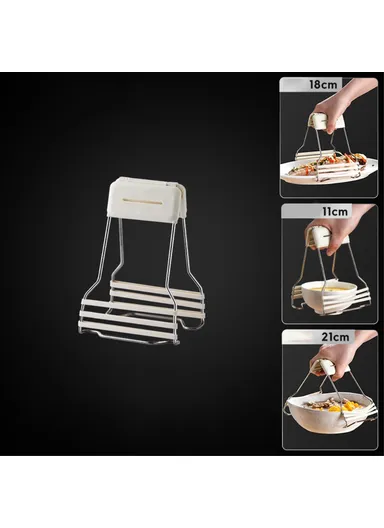 Bowl Gripping Tool Kitchen PP+Stainless Steel+Silicone Anti-scald Bowl Plate Cup Clip AAB050 - White