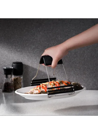 Bowl Gripping Tool Kitchen PP+Stainless Steel+Silicone Anti-scald Bowl Plate Cup Clip AAB050 - White