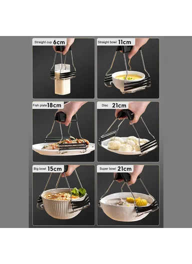 Bowl Gripping Tool Kitchen PP+Stainless Steel+Silicone Anti-scald Bowl Plate Cup Clip AAB050 - White