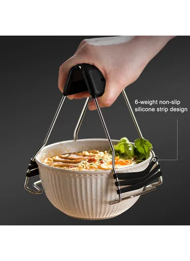 Bowl Gripping Tool Kitchen PP+Stainless Steel+Silicone Anti-scald Bowl Plate Cup Clip AAB050 - Green