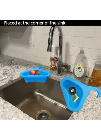 2-Pcs / Set Sink Swan Design Drain Basket Vegetable Fruit Washing Triangular Kitchen Gadget YYJ-230 (L28.8 x W23.8 x H8.2)cm