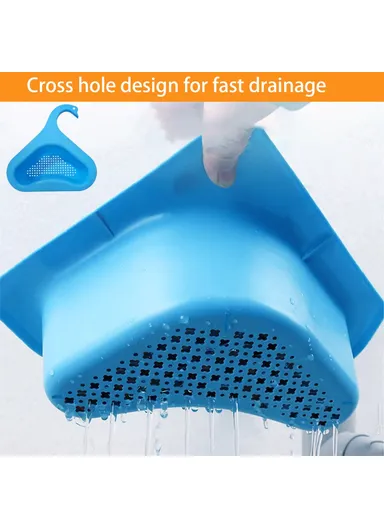 2-Pcs / Set Sink Swan Design Drain Basket Vegetable Fruit Washing Triangular Kitchen Gadget YYJ-230 (L28.8 x W23.8 x H8.2)cm