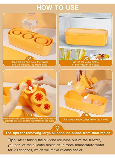 Food Grade Silicone Cylinder Ice Mold for 40oz Tumbler cocktails Drinks Glass AD0705 - Yellow