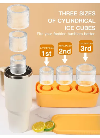 Food Grade Silicone Cylinder Ice Mold for 40oz Tumbler cocktails Drinks Glass AD0705 - Yellow