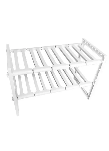 Adjustable Kitchen Storage Rack, Cabinet Shelf Non-Skid Spice Rack Kitchen Utensils Organizer (L30-70 x W26.5 x H39)cm - White