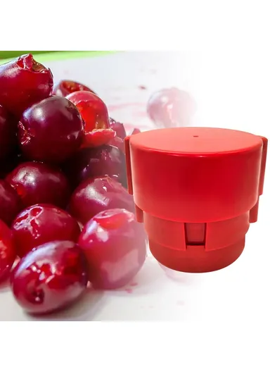 Portable Cherry Pitter, Cherry Core Remover with 6 Individual Holes, Cherry Corer Seed Remover Tool (D12 x H11.5)cm - Red