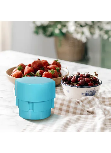 Portable Cherry Pitter, Cherry Core Remover with 6 Individual Holes, Cherry Corer Seed Remover Tool (D12 x H11.5)cm - Blue