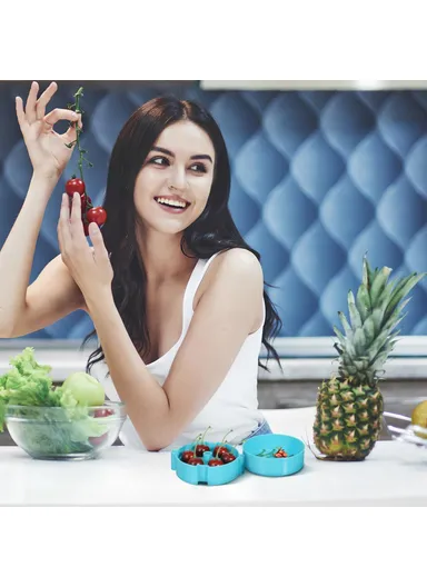 Portable Cherry Pitter, Cherry Core Remover with 6 Individual Holes, Cherry Corer Seed Remover Tool (D12 x H11.5)cm - Blue