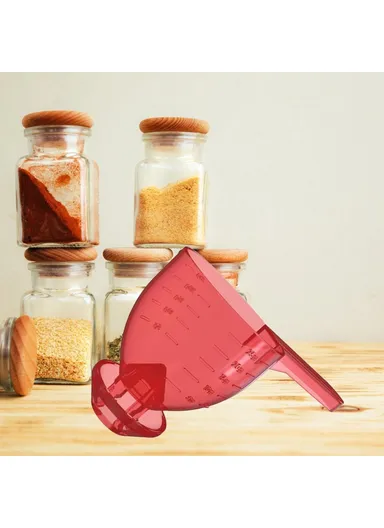 Measuring Scoop Funnel ABS Powder Funnel Water Bottle Scoop Measuring Tool - Red