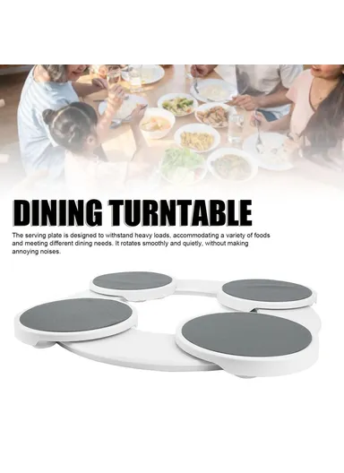 4-Trays Portable Dining Table Rotating Tray Home, 360 Degree Manual Rotating Meal Tray
