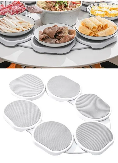 6-Trays Portable Turntable Kitchen Dining Table, 360 Degree Manual Meal Rotating Tray