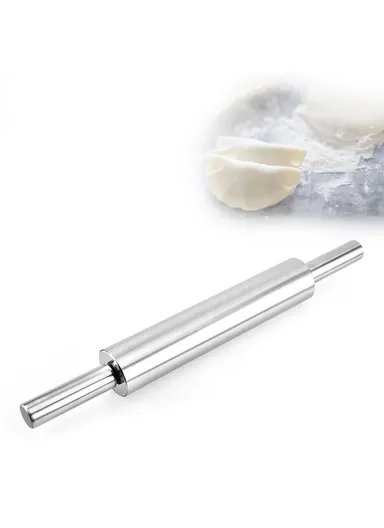 38cm Stainless Steel Rolling Pin Non-stick Pastry Dough Baking Kitchen Tool-Style D