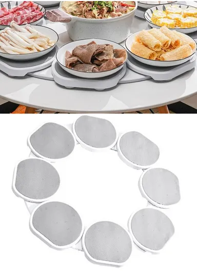 8-Trays Portable Turntable Kitchen Dining Table, 360 Degree Manual Meal Rotating Tray