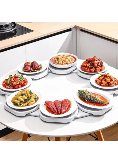 8-Trays Portable Turntable Kitchen Dining Table, 360 Degree Manual Meal Rotating Tray
