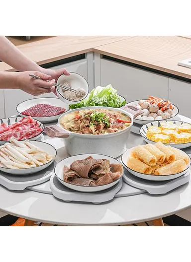 8-Trays Portable Turntable Kitchen Dining Table, 360 Degree Manual Meal Rotating Tray