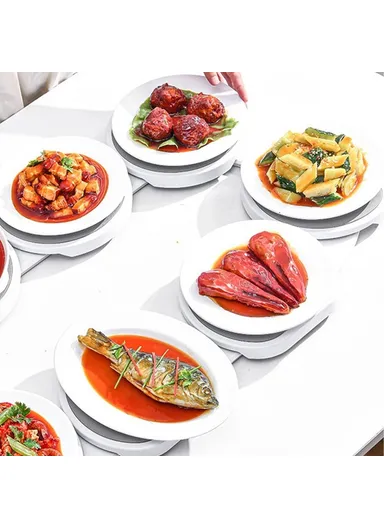 8-Trays Portable Turntable Kitchen Dining Table, 360 Degree Manual Meal Rotating Tray