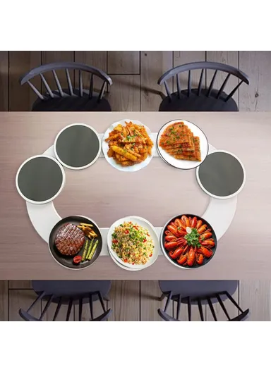 90cm 8-Trays 360 Degree Turntable Kitchen Dining Table Manual Meal Rotating Tray