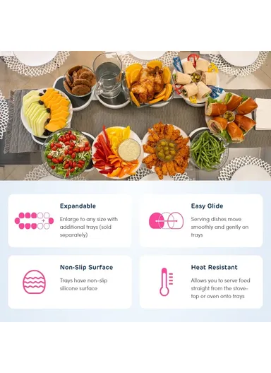 90cm 8-Trays 360 Degree Turntable Kitchen Dining Table Manual Meal Rotating Tray