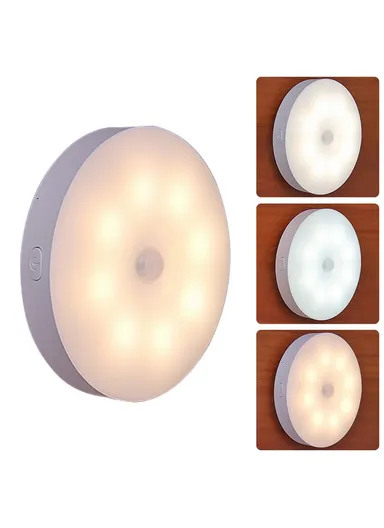 Rechargeable 150mAh Smart Motion Sensor LED Night Light with Adjustable 3 Color Modes 