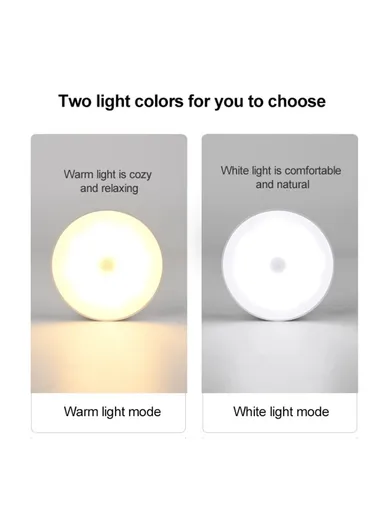 Rechargeable 150mAh Smart Motion Sensor LED Night Light with Adjustable 3 Color Modes 