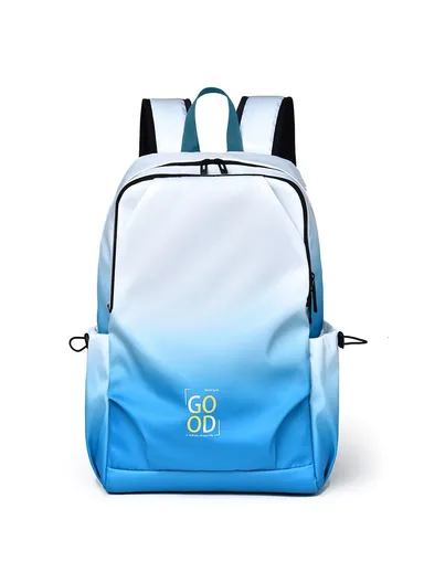 15.6-inch Gradient Color Waterproof Nylon Shoulder Bag Travel Laptop Backpack YS3588 - Sky Blue