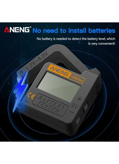 Battery Tester 168MAX Digital Display Tester Battery Voltage Checker Battery Capacity Testing Tool Universal Tester for Checking AAA AA Button Battery