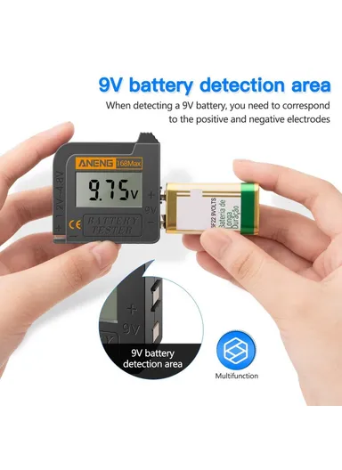 Battery Tester 168MAX Digital Display Tester Battery Voltage Checker Battery Capacity Testing Tool Universal Tester for Checking AAA AA Button Battery
