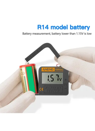 Battery Tester 168MAX Digital Display Tester Battery Voltage Checker Battery Capacity Testing Tool Universal Tester for Checking AAA AA Button Battery