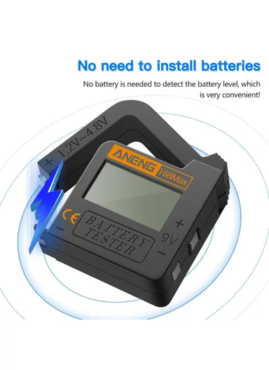 Battery Tester 168MAX Digital Display Tester Battery Voltage Checker Battery Capacity Testing Tool Universal Tester for Checking AAA AA Button Battery