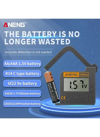 Battery Tester 168MAX Digital Display Tester Battery Voltage Checker Battery Capacity Testing Tool Universal Tester for Checking AAA AA Button Battery