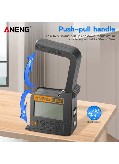 Battery Tester 168MAX Digital Display Tester Battery Voltage Checker Battery Capacity Testing Tool Universal Tester for Checking AAA AA Button Battery