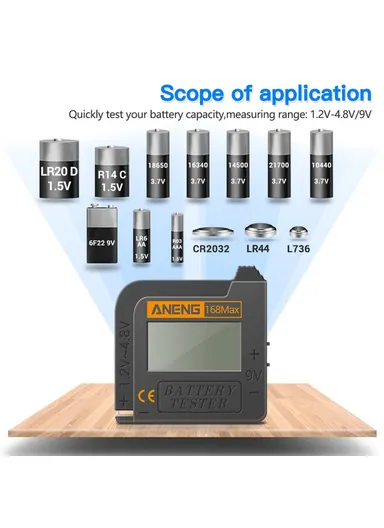 Battery Tester 168MAX Digital Display Tester Battery Voltage Checker Battery Capacity Testing Tool Universal Tester for Checking AAA AA Button Battery