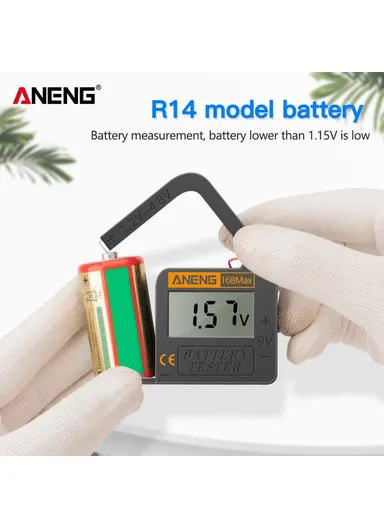 Battery Tester 168MAX Digital Display Tester Battery Voltage Checker Battery Capacity Testing Tool Universal Tester for Checking AAA AA Button Battery