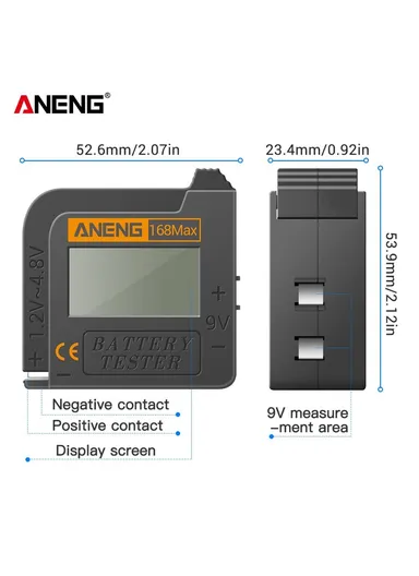 Battery Tester 168MAX Digital Display Tester Battery Voltage Checker Battery Capacity Testing Tool Universal Tester for Checking AAA AA Button Battery