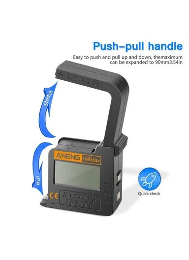 Battery Tester 168MAX Digital Display Tester Battery Voltage Checker Battery Capacity Testing Tool Universal Tester for Checking AAA AA Button Battery