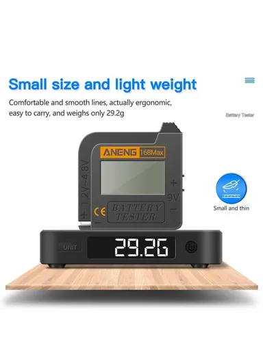 Battery Tester 168MAX Digital Display Tester Battery Voltage Checker Battery Capacity Testing Tool Universal Tester for Checking AAA AA Button Battery