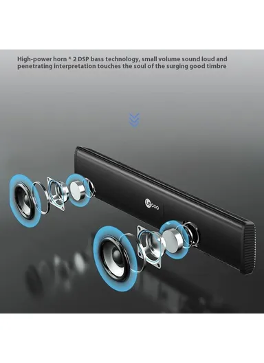 USB Soundbar Speaker with Enhanced Bass &amp; 3.5mm Jack LECOO DS107 
