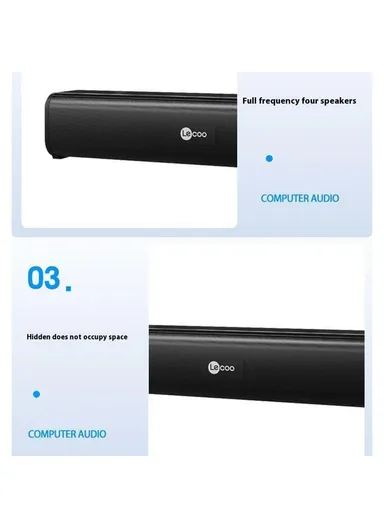 USB Soundbar Speaker with Enhanced Bass &amp; 3.5mm Jack LECOO DS107 